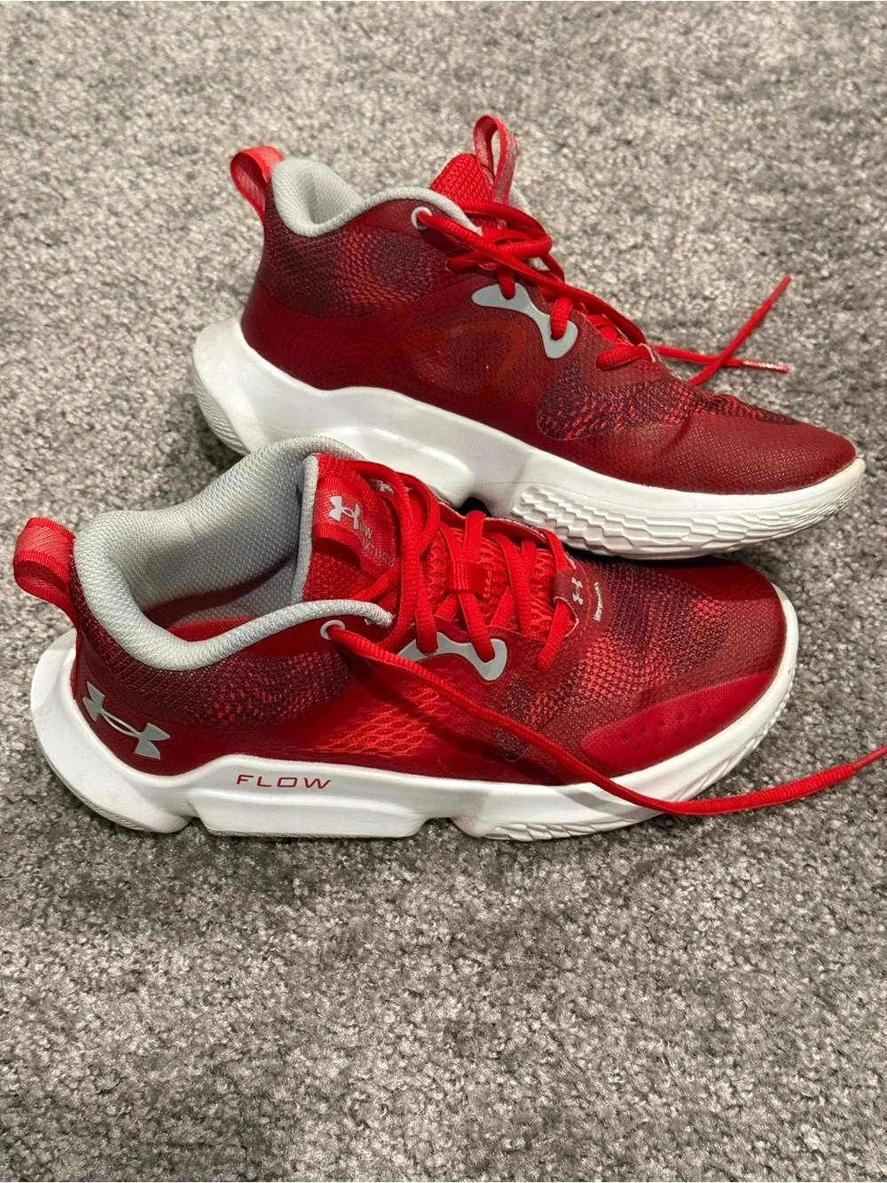 Under Armour Red and White Women's Athletic Sneakers